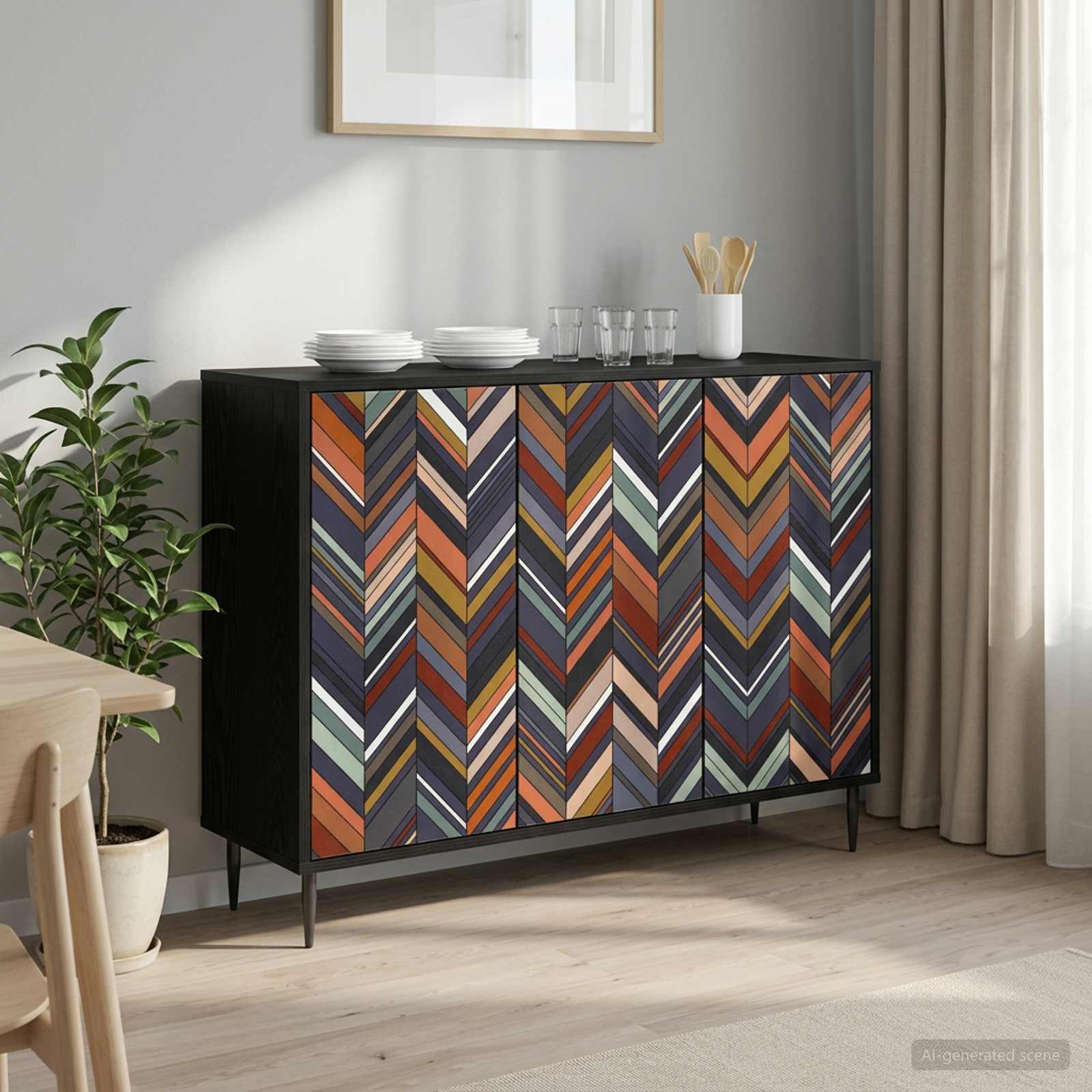 8006979_1.jpg vidaXL Servírovacia skriňa OMMEN Čierny dub 102 x 33 x 76 cm – Obrázok 1