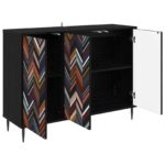 vidaXL Servírovacia skriňa OMMEN Čierny dub 102 x 33 x 76 cm – Obrázok 3