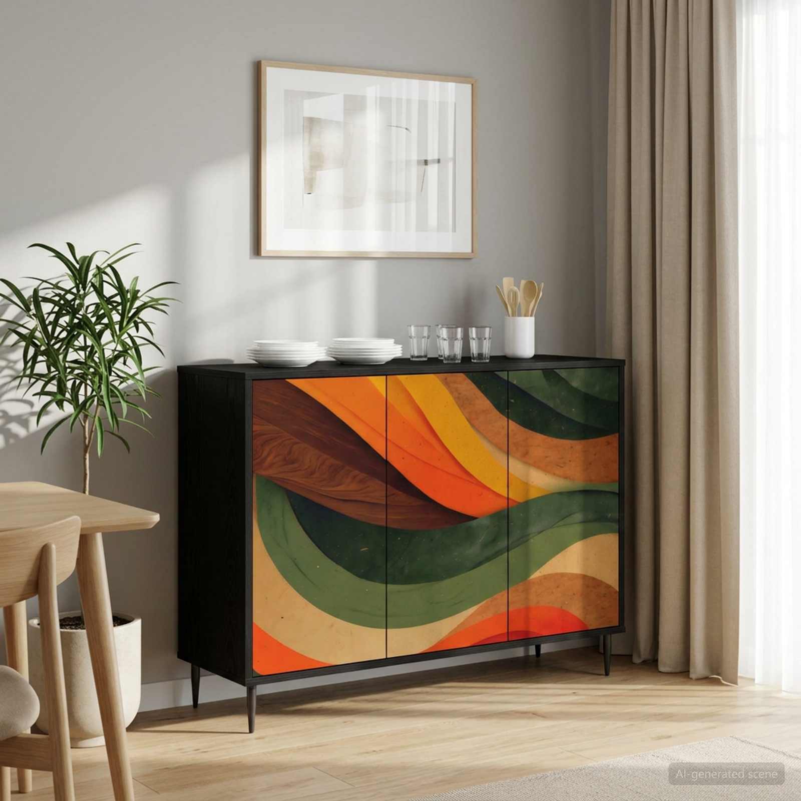 8006981_1.jpg vidaXL Servírovacia skriňa BONN Čierny dub 102 x 33 x 76 cm – Obrázok 1