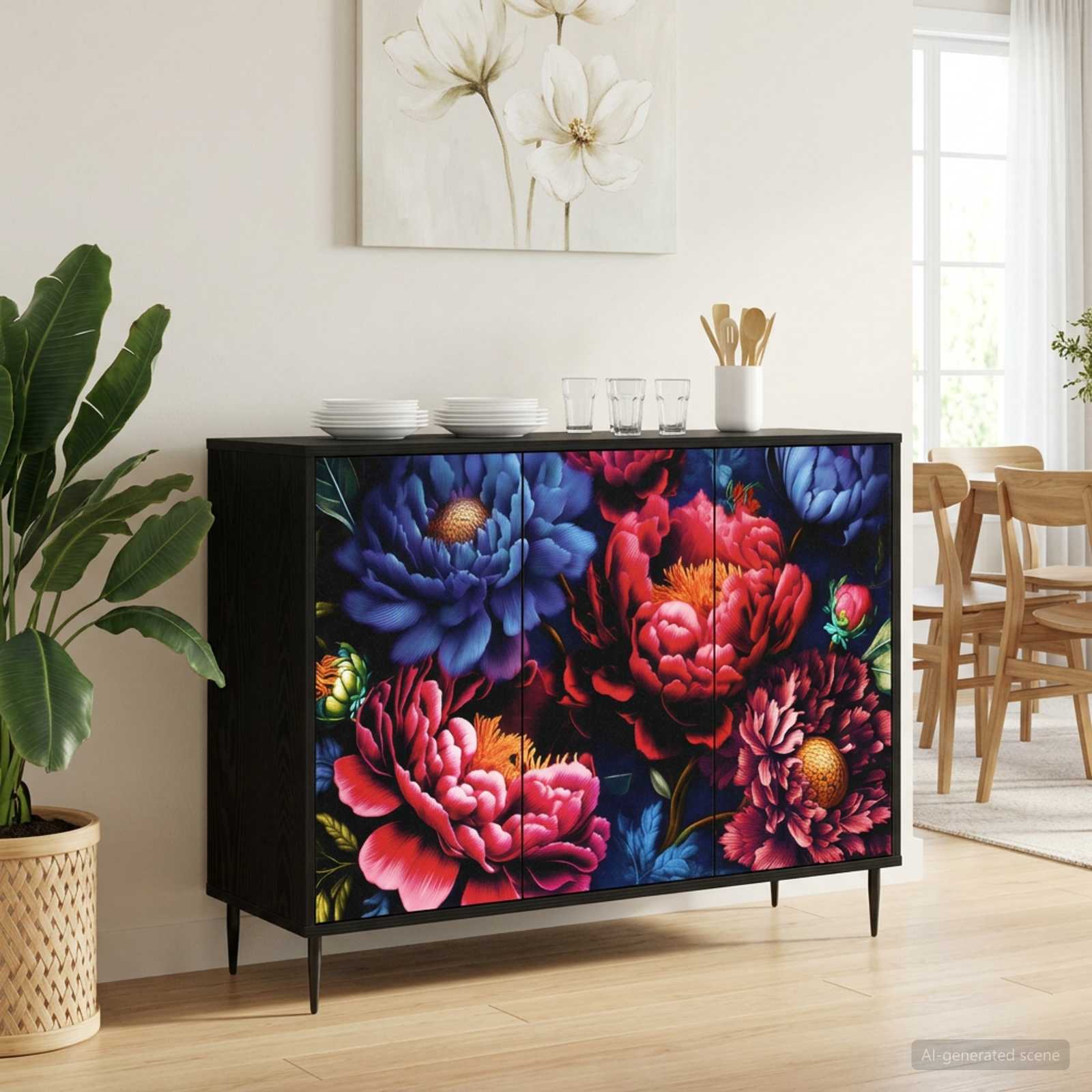 8006983_1.jpg vidaXL Servírovacia skriňa KIEL Čierny dub 102 x 33 x 76 cm – Obrázok 1