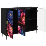vidaXL Servírovacia skriňa KIEL Čierny dub 102 x 33 x 76 cm – Obrázok 3
