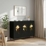 vidaXL Servírovacia skriňa BREMEN Čierny dub 102 x 33 x 76 cm