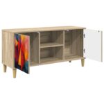 vidaXL TV skrinka HEESCH 102 x 33 x 50 cm Sonoma Kompozitné drevo – Obrázok 2