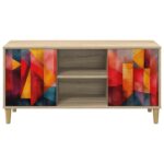 vidaXL TV skrinka HEESCH 102 x 33 x 50 cm Sonoma Kompozitné drevo – Obrázok 3