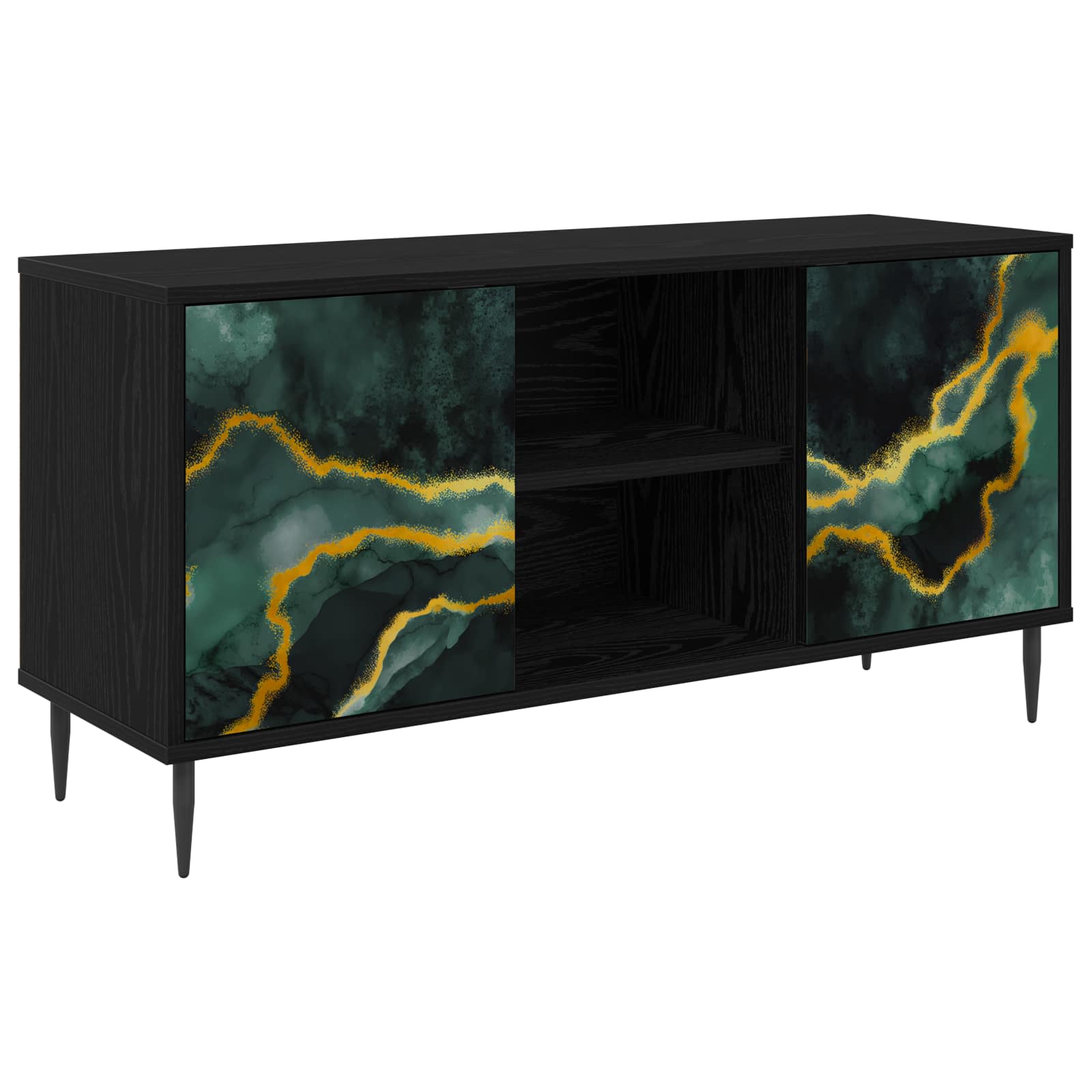 8007054_1.jpg vidaXL TV skrinka WIJHE 102 x 33 x 51 cm Čierny dub Kompozitné drevo – Obrázok 1