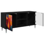 vidaXL TV skrinka HEESCH 102 x 33 x 51 cm Čierny dub Kompozitné drevo – Obrázok 2