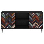 vidaXL TV skrinka OMMEN 102 x 33 x 51 cm Čierny dub Kompozitné drevo – Obrázok 3