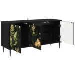 vidaXL TV skrinka RHENEN 102 x 33 x 51 cm Čierny dub Kompozitné drevo – Obrázok 2
