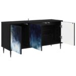 vidaXL TV skrinka RAALTE 102 x 33 x 51 cm Čierny dub Kompozitné drevo – Obrázok 2