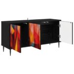 vidaXL TV skrinka HEESCH 102 x 33 x 51 cm Čierny dub Kompozitné drevo – Obrázok 2