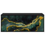 vidaXL Nástenný TV kabinet WIJHE 102 x 33 x 40 cm Čierny dub – Obrázok 3