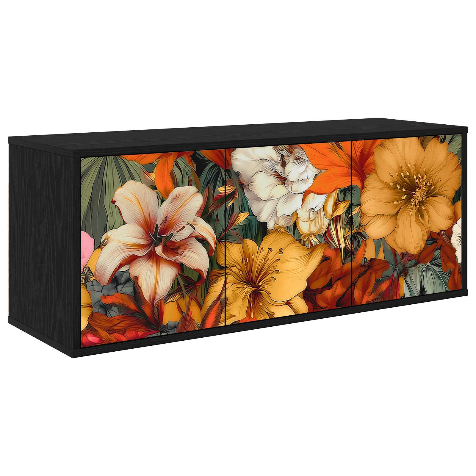 8007162_1.jpg vidaXL Nástenný TV kabinet GENNEP 102 x 33 x 40 cm Čierny dub – Obrázok 1