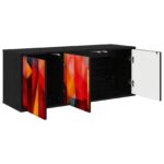 vidaXL Nástenný TV kabinet HEESCH 102 x 33 x 40 cm Čierny dub – Obrázok 2