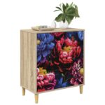 vidaXL Příborník KIEL Tmavý pivonkový potlač 66 x 36,5 x 75 cm Sonoma – Obrázok 3
