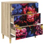 vidaXL Příborník KIEL Tmavý pivonkový potlač 66 x 36,5 x 75 cm Sonoma – Obrázok 4
