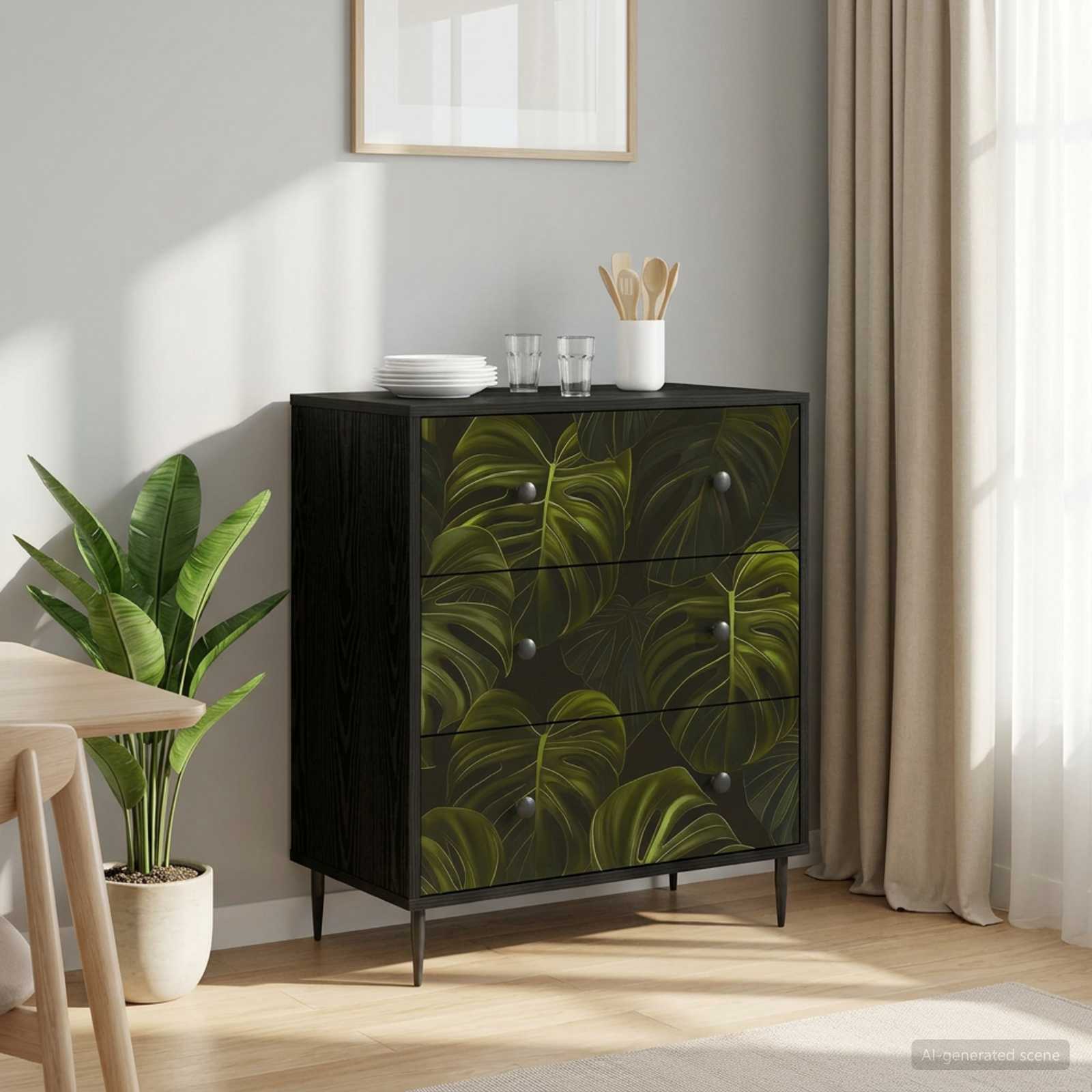 8007373_1.jpg vidaXL Příborník ELBURG Tlač z palmových listov 66 x 36,5 x 76 cm – Obrázok 1