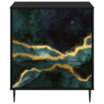 vidaXL Příborník WIJHE Tyrkysový mramorový vzor 66 x 36,5 x 76 cm – Obrázok 4