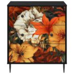 vidaXL Příborník GENNEP tlač ľalie 66 x 36,5 x 76 cm Kompozitné drevo – Obrázok 4