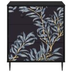 vidaXL Příborník DOKKUM Modrá papraďová potlač 66 x 36,5 x 76 cm – Obrázok 4