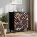 vidaXL Příborník OMMEN Geometrický vzor 66 x 36,5 x 76 cm Čierny dub