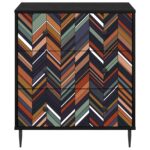 vidaXL Příborník OMMEN Geometrický vzor 66 x 36,5 x 76 cm Čierny dub – Obrázok 4