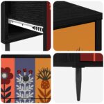 vidaXL Příborník ESSEN Potlač slnečníc 66 x 36,5 x 76 cm Čierny dub – Obrázok 6