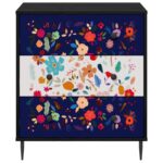 vidaXL Příborník MAINZ Kvetinový vzor 66 x 36,5 x 76 cm Čierny dub – Obrázok 3
