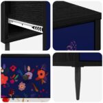 vidaXL Příborník MAINZ Kvetinový vzor 66 x 36,5 x 76 cm Čierny dub – Obrázok 5