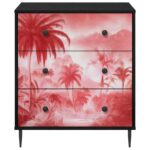 vidaXL Příborník AACHEN Ružový potlač palmy 66 x 36,5 x 76 cm – Obrázok 3