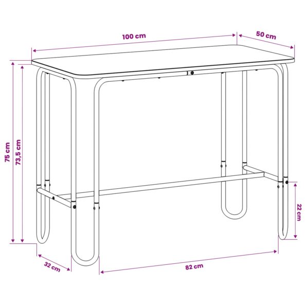 vidaXL Jedálenský stôl 100 x 50 x 75 cm Kompozitné drevo Dymový dub – Obrázok 7