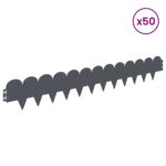 vidaXL Obrubník trávnika 50 pcs 103 x 15 cm Oceľ Antracitová – Obrázok 3