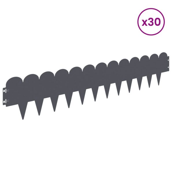 vidaXL Obrubník trávnika 30 pcs 103 x 20 cm Oceľ Antracitová – Obrázok 3