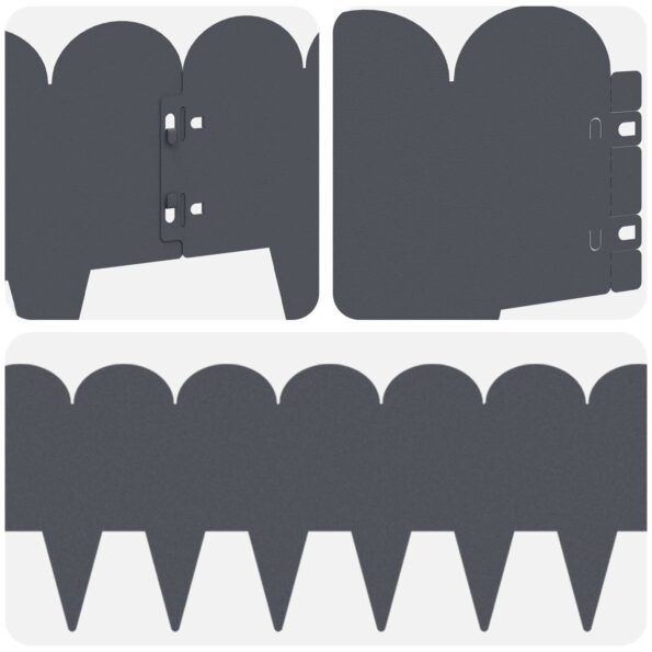 vidaXL Obrubník trávnika 30 pcs 103 x 20 cm Oceľ Antracitová – Obrázok 7