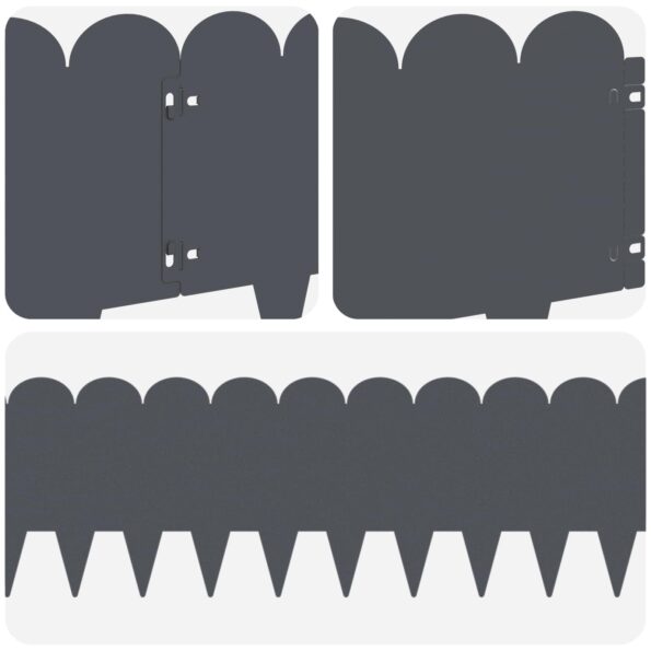 vidaXL Obrubník trávnika 30 pcs 103 x 25 cm Oceľ Antracitová – Obrázok 7