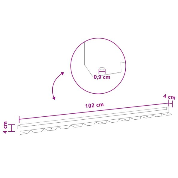 vidaXL Obrubník trávnika 50 pcs 102 x 4 x 4 cm Oceľ Čierna – Obrázok 10