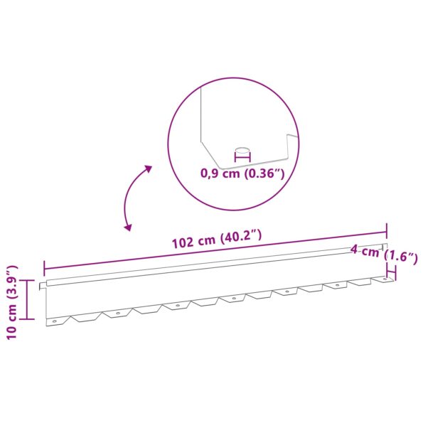 vidaXL Obrubník trávnika 30 pcs 102 x 10 x 4 cm Oceľ Biela – Obrázok 10