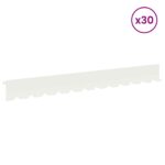 vidaXL Obrubník trávnika 30 pcs 102 x 10 x 4 cm Oceľ Biela – Obrázok 3