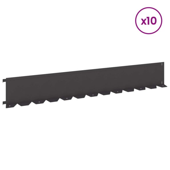 vidaXL Obrubník trávnika 10 pcs 102 x 15 x 4 cm Oceľ Čierna – Obrázok 3