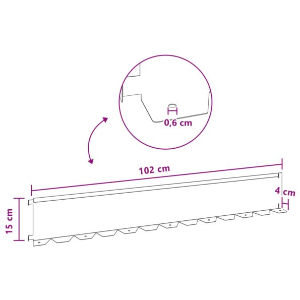 vidaXL Obrubník trávnika 20 pcs 102 x 15 x 4 cm Oceľ Biela – Obrázok 10