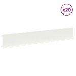 vidaXL Obrubník trávnika 20 pcs 102 x 15 x 4 cm Oceľ Biela – Obrázok 3