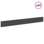 vidaXL Obrubník trávnika 50 pcs 100 x 12 cm Oceľ Čierna – Obrázok 3