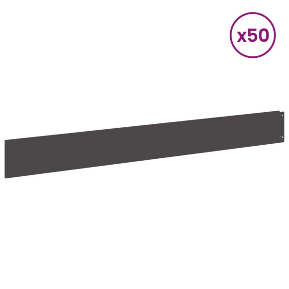 vidaXL Obrubník trávnika 50 pcs 100 x 12 cm Oceľ Čierna – Obrázok 3