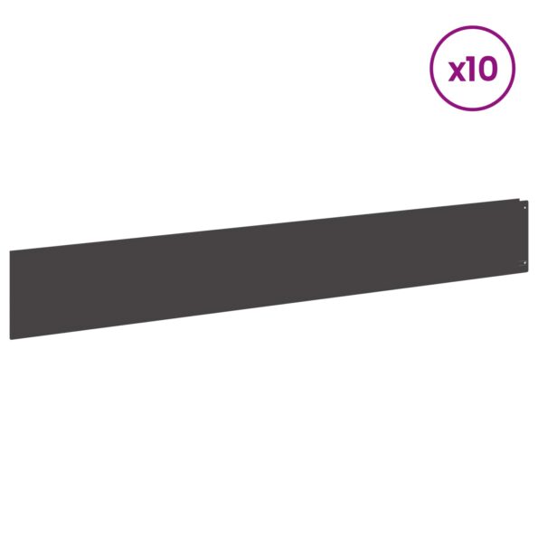 vidaXL Obrubník trávnika 10 ks 100 x 15 cm Oceľ Čierna – Obrázok 3