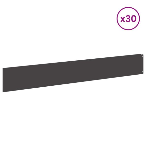 vidaXL Obrubník trávnika 30 ks 100 x 15 cm Oceľ Čierna – Obrázok 3