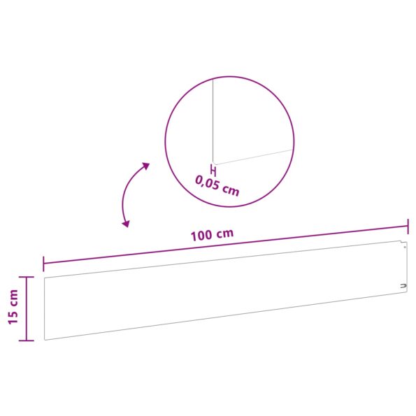 vidaXL Obrubník trávnika 30 ks 100 x 15 cm Oceľ Čierna – Obrázok 9