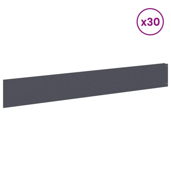 vidaXL Obrubník trávnika 30 ks 100 x 15 cm Oceľ Antracitová – Obrázok 3