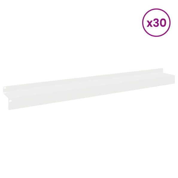 vidaXL Obrubník trávnika 30 ks 100 x 10 x 8 cm Oceľ Biela – Obrázok 3
