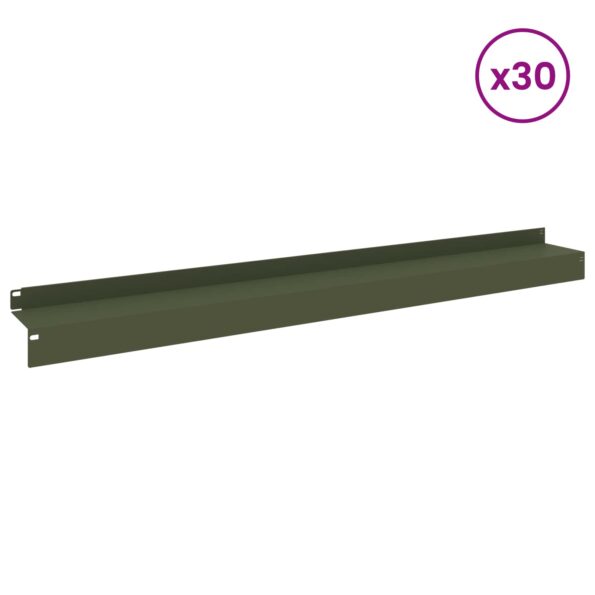 vidaXL Obrubník trávnika 30 ks 100 x 10 x 8 cm Oceľ Olivovo zelená – Obrázok 3