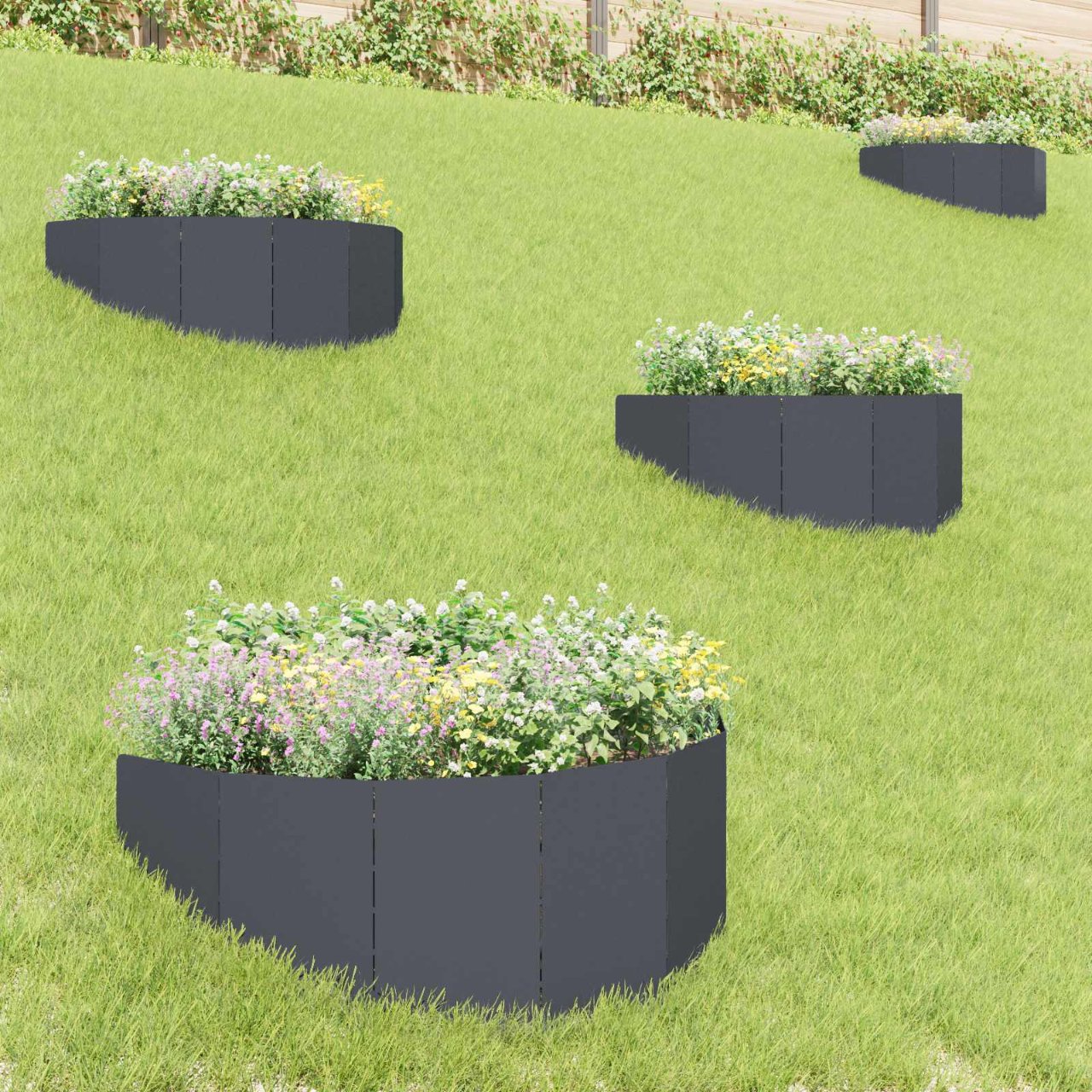 8008894_1.jpg vidaXL Obrubník trávnika 4 ks 100 x 45 cm Oceľ Antracitová – Obrázok 1