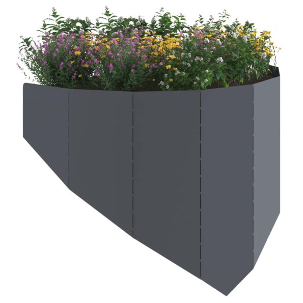vidaXL Obrubník trávnika 4 ks 100 x 45 cm Oceľ Antracitová – Obrázok 3